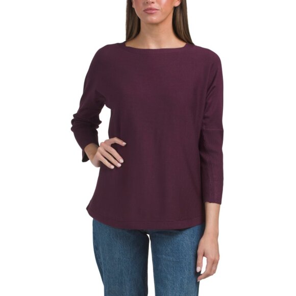 MERIDAN COLLECTION cabernet Hammered Button Back Dolman Sweater - Picture 1 of 2